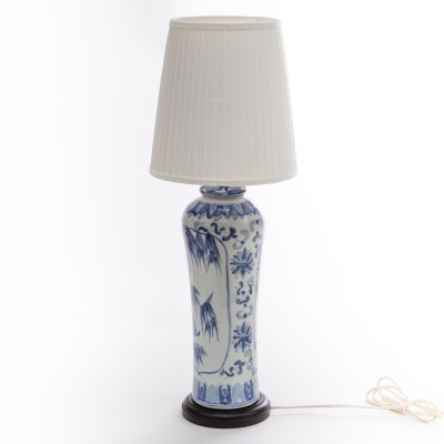 Duża lampa porcelanowa, ręcznie malowana kobaltem